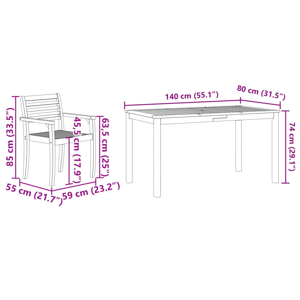 Produktbild för Trädgårdsmöbelset 7 pcs Brun Massivt Akaciaträ