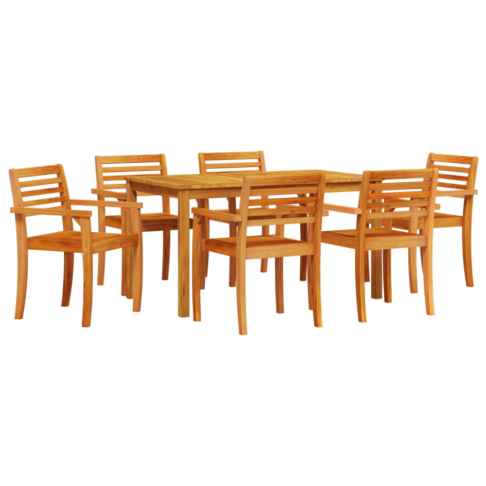 Produktbild för Trädgårdsmöbelset 7 pcs Brun Massivt Akaciaträ