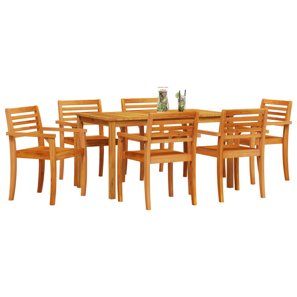 Produktbild för Trädgårdsmöbelset 7 pcs Brun Massivt Akaciaträ