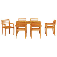 Produktbild för Trädgårdsmöbelset 7 pcs Brun Massivt Akaciaträ