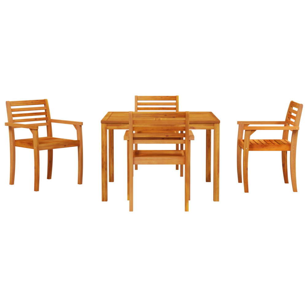 Produktbild för Trädgårdsmöbelset 5 pcs Brun Massivt Akaciaträ