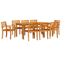 Produktbild för Trädgårdsmöbelset 9 pcs Brun Massivt Akaciaträ