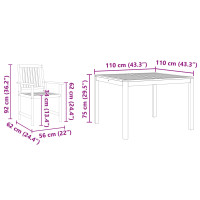Produktbild för Trädgårdsmöbelset 5 pcs Brun Massivt Akaciaträ