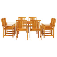 Produktbild för Trädgårdsmöbelset 9 pcs Brun Massivt Akaciaträ