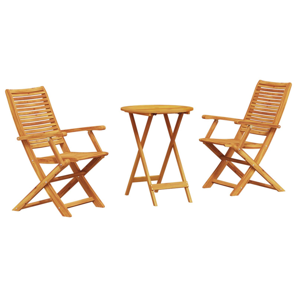 Produktbild för Fällbart bistroset 3 pcs Brun Massivt Akaciaträ