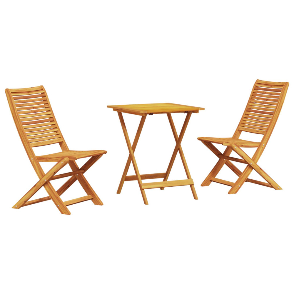 Produktbild för Fällbart bistroset 3 pcs Brun Massivt Akaciaträ
