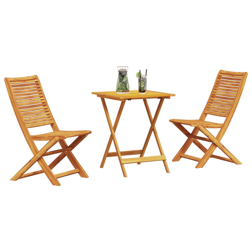 Produktbild för Fällbart bistroset 3 pcs Brun Massivt Akaciaträ