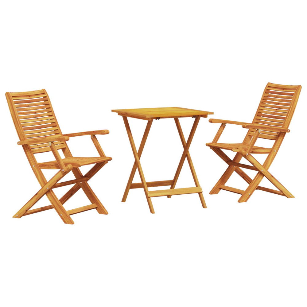 Produktbild för Fällbart bistroset 3 pcs Brun Massivt Akaciaträ