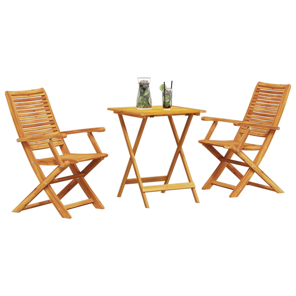 Produktbild för Fällbart bistroset 3 pcs Brun Massivt Akaciaträ