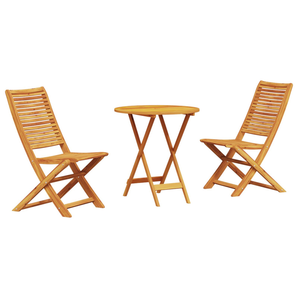 Produktbild för Fällbart bistroset 3 pcs Brun Massivt Akaciaträ