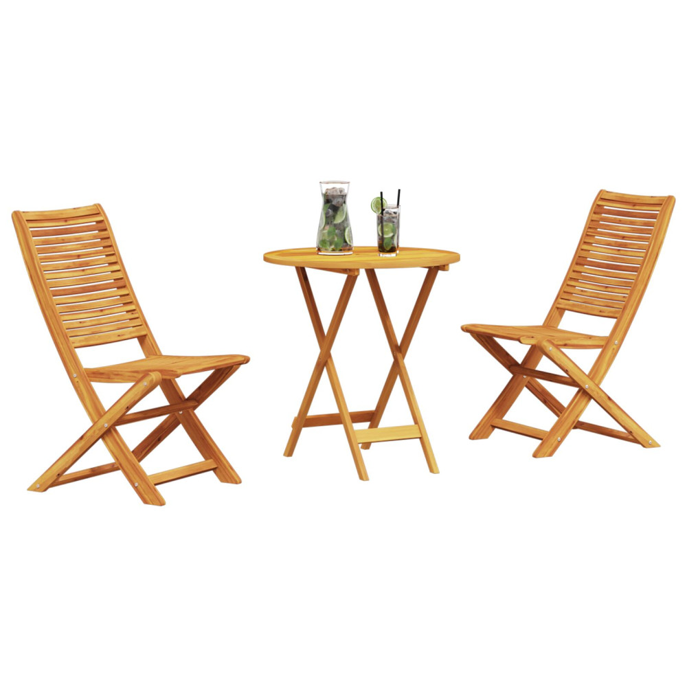 Produktbild för Fällbart bistroset 3 pcs Brun Massivt Akaciaträ