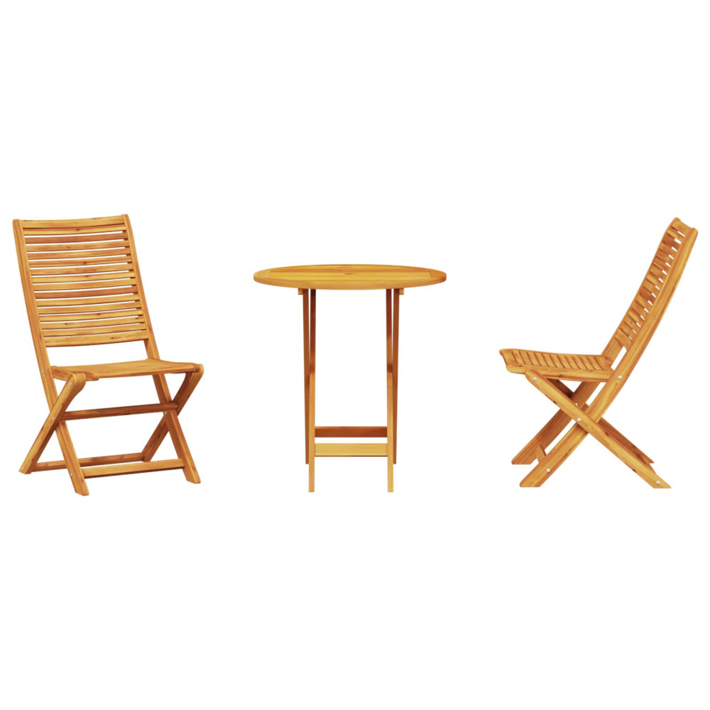 Produktbild för Fällbart bistroset 3 pcs Brun Massivt Akaciaträ