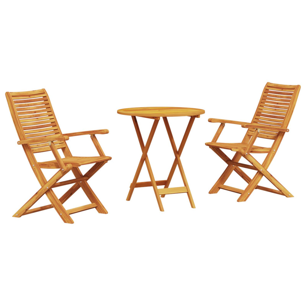 Produktbild för Fällbart bistroset 3 pcs Brun Massivt Akaciaträ