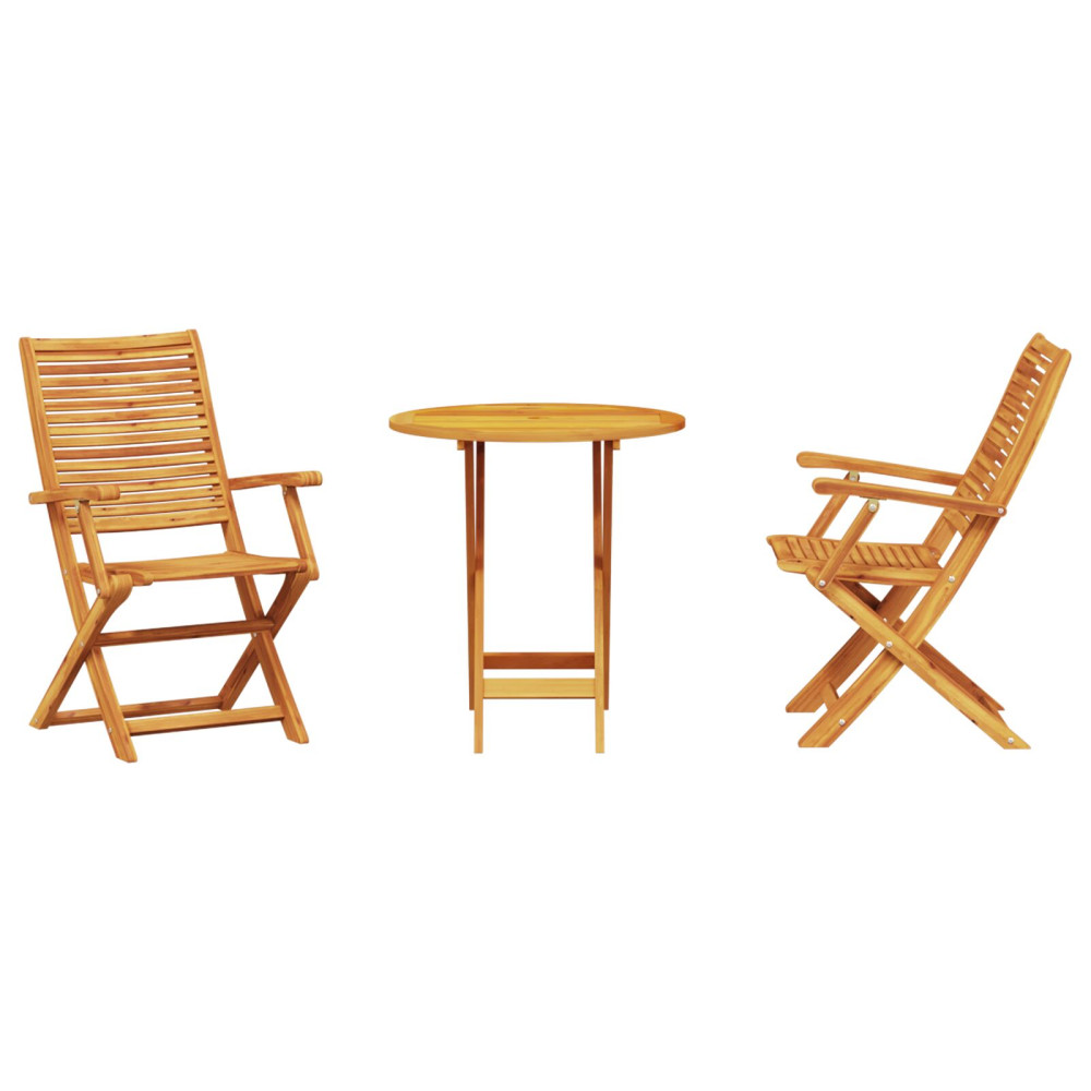 Produktbild för Fällbart bistroset 3 pcs Brun Massivt Akaciaträ