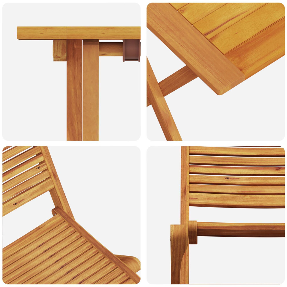 Produktbild för Fällbart bistroset 3 pcs Brun Massivt Akaciaträ
