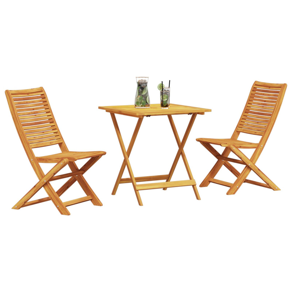 Produktbild för Fällbart bistroset 3 pcs Brun Massivt Akaciaträ
