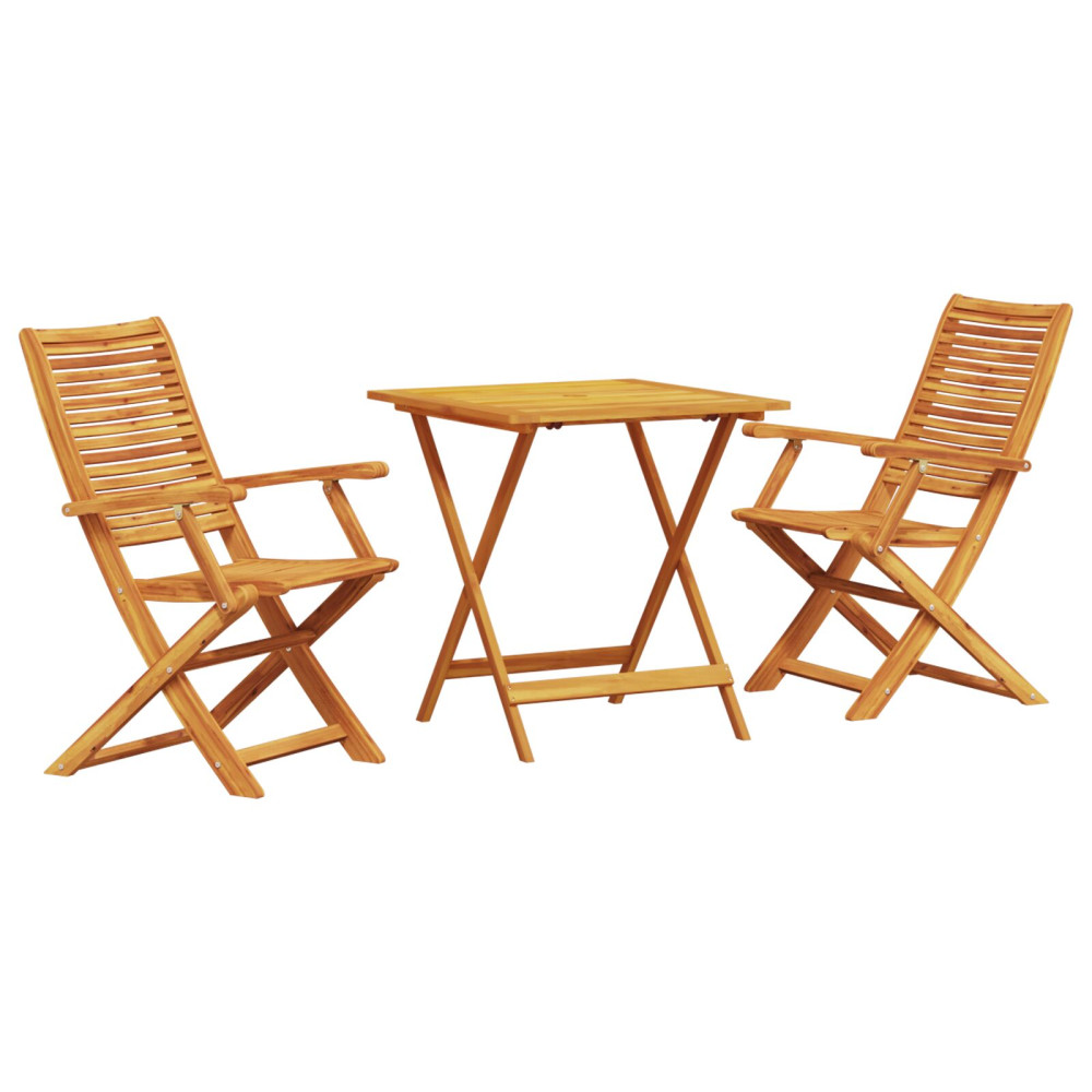 Produktbild för Fällbart bistroset 3 pcs Brun Massivt Akaciaträ