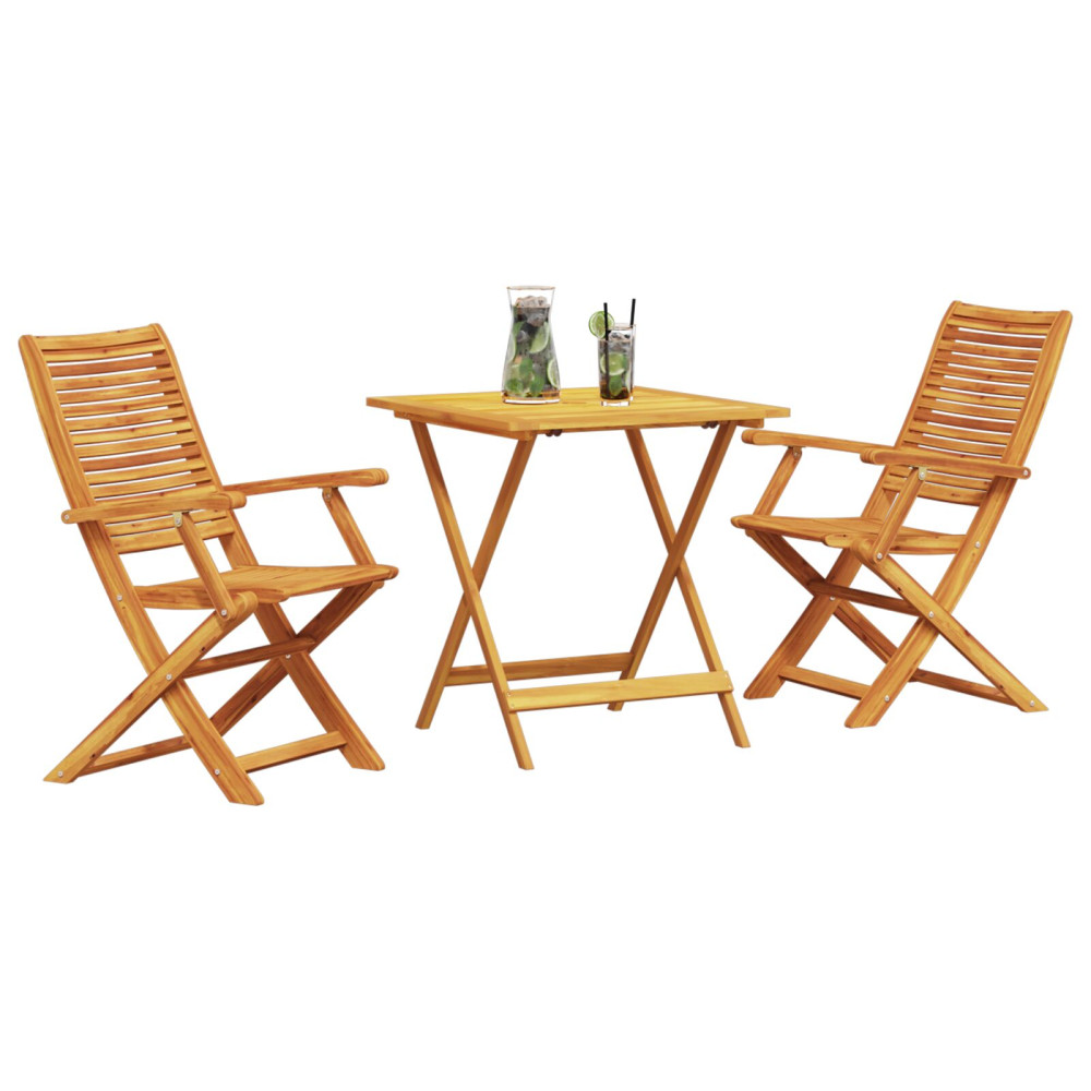 Produktbild för Fällbart bistroset 3 pcs Brun Massivt Akaciaträ