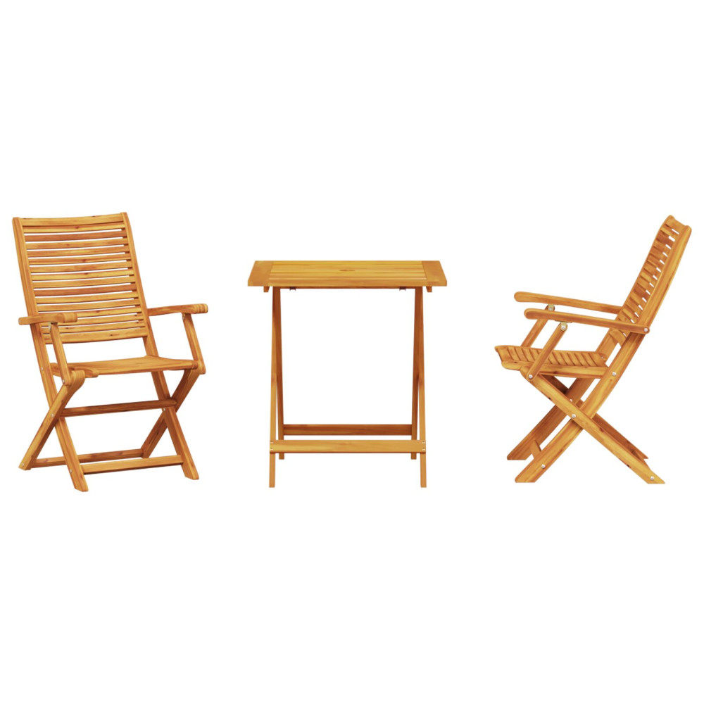 Produktbild för Fällbart bistroset 3 pcs Brun Massivt Akaciaträ