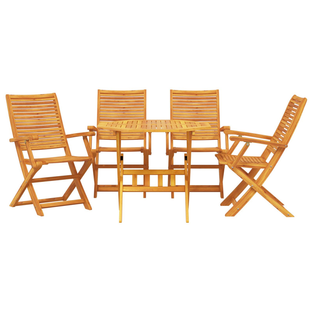 Produktbild för Trädgårdsmöbelset 5 pcs Brun Massivt Akaciaträ