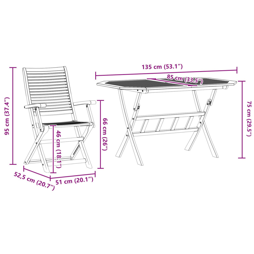 Produktbild för Trädgårdsmöbelset 7 pcs Brun Massivt Akaciaträ