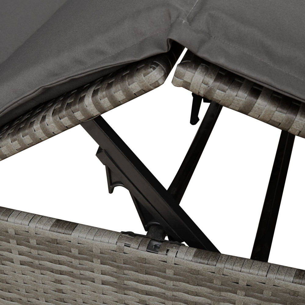 Produktbild för Dubbel solstol med gardiner Grå 205 x 129 x 200 cm konstrotting