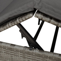 Produktbild för Dubbel solstol med gardiner Grå 205 x 129 x 200 cm konstrotting