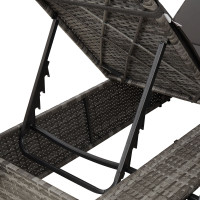 Produktbild för Dubbel solstol med gardiner Grå 205 x 129 x 200 cm konstrotting