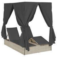Produktbild för Dubbel solstol Ljusgrå 205 x 129 x 200 cm konstrotting