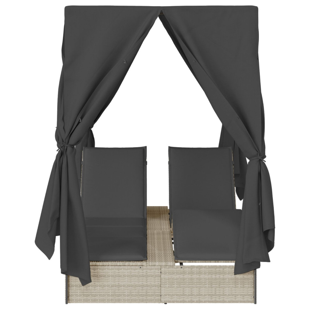 Produktbild för Dubbel solstol Ljusgrå 205 x 129 x 200 cm konstrotting