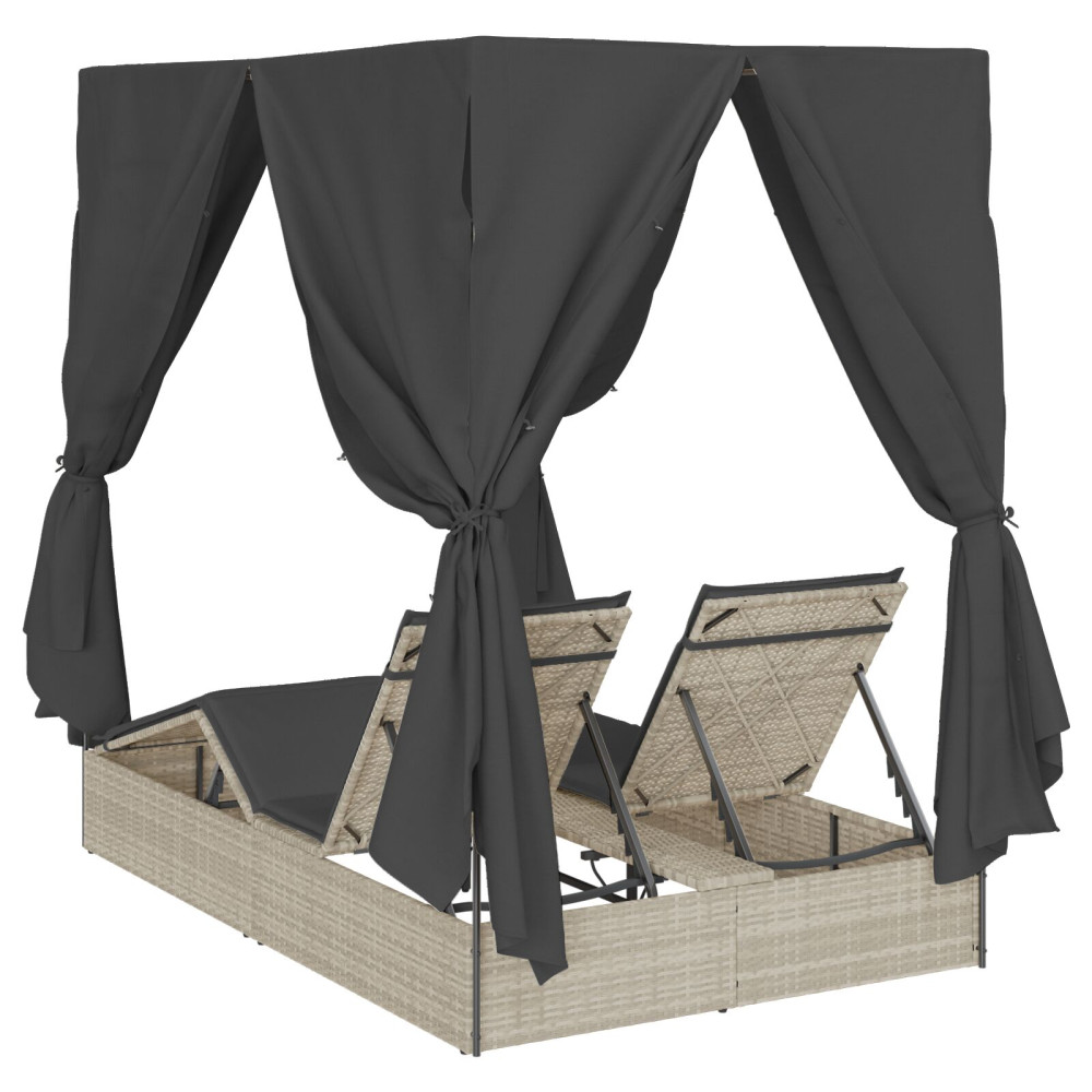 Produktbild för Dubbel solstol Ljusgrå 205 x 129 x 200 cm konstrotting