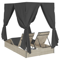Produktbild för Dubbel solstol Ljusgrå 205 x 129 x 200 cm konstrotting