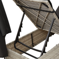Produktbild för Dubbel solstol Ljusgrå 205 x 129 x 200 cm konstrotting