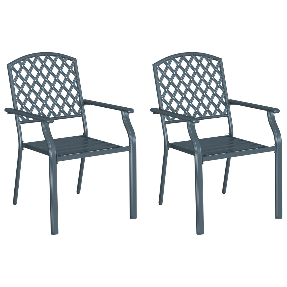 Produktbild för Trädgård Stol 2 pcs Antracit 56 x 65 x 89 cm Stål