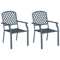 Produktbild för Trädgård Stol 2 pcs Antracit 56 x 65 x 89 cm Stål
