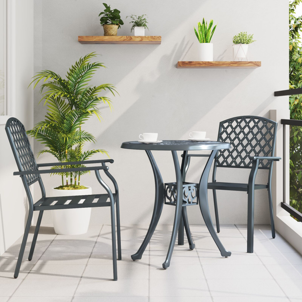 Produktbild för Trädgård Stol 2 pcs Antracit 56 x 65 x 89 cm Stål
