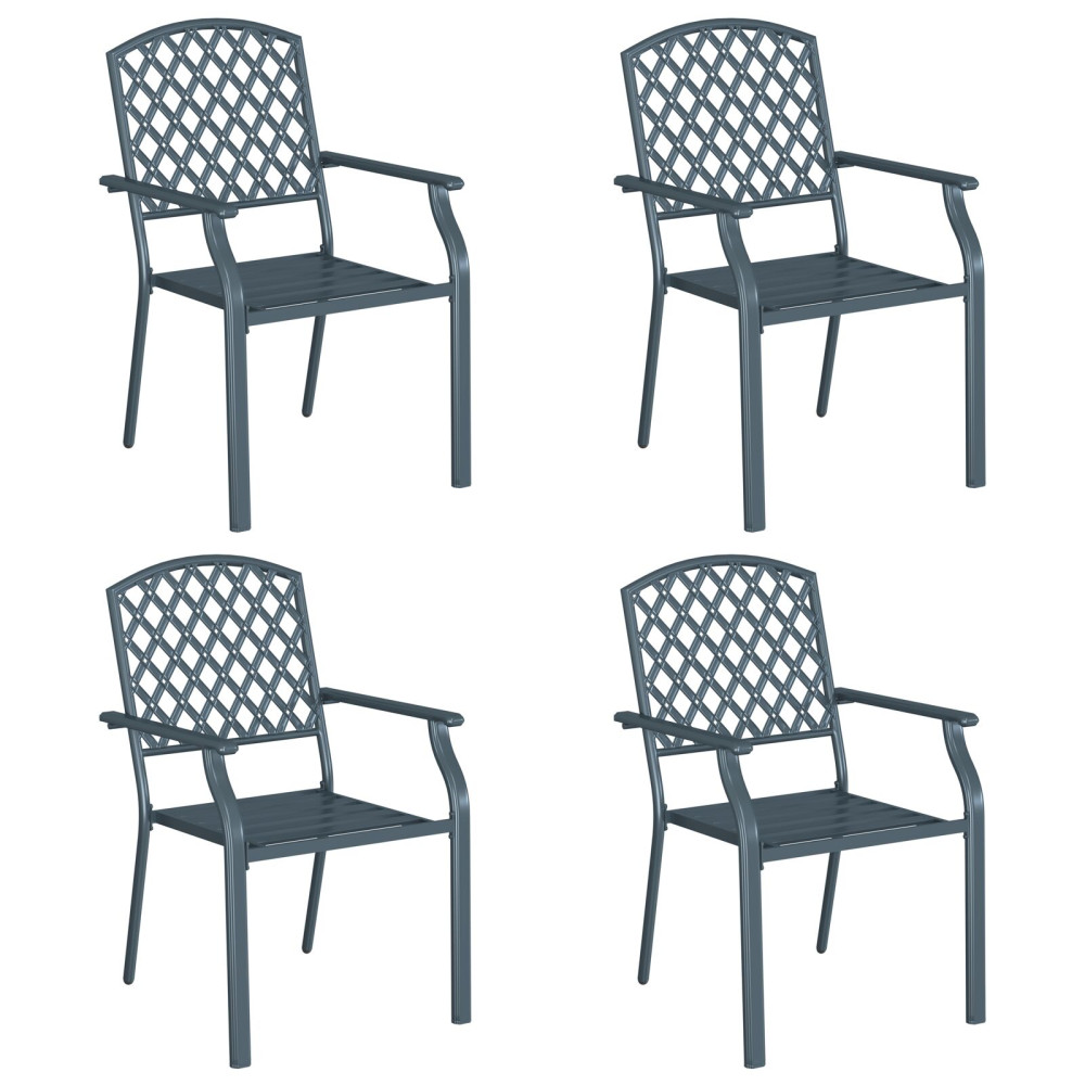 Produktbild för Trädgård Stol 4 pcs Antracit 56 x 65 x 89 cm Stål