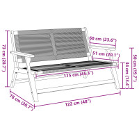 Produktbild för Trädgårdsmöbler Svart 122 x 78 x 73 cm Massivt Akaciaträ