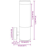 Produktbild för Utomhus vägglampa Silver 12 x 8,5 x 27 cm.