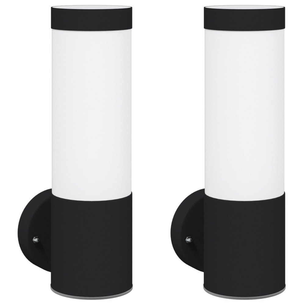 Produktbild för Utomhus vägglampa 2 pcs Svart 12 x 8,5 x 27 cm.