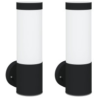 Produktbild för Utomhus vägglampa 2 pcs Svart 12 x 8,5 x 27 cm.