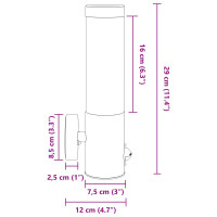 Produktbild för Utomhus vägglampa Svart 12 x 8,5 x 29 cm.