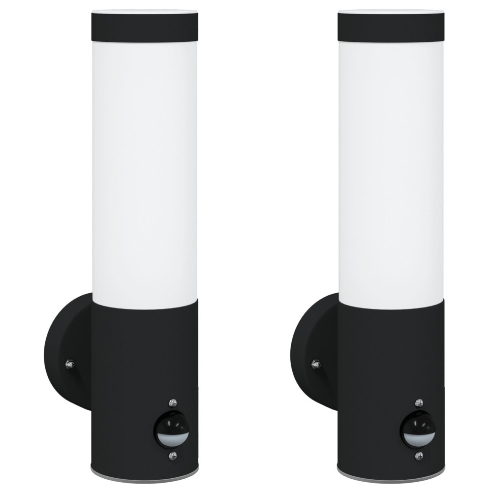 Produktbild för Utomhus vägglampa 2 pcs Svart 12 x 8,5 x 29 cm.