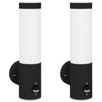 Produktbild för Utomhus vägglampa 2 pcs Svart 12 x 8,5 x 29 cm.