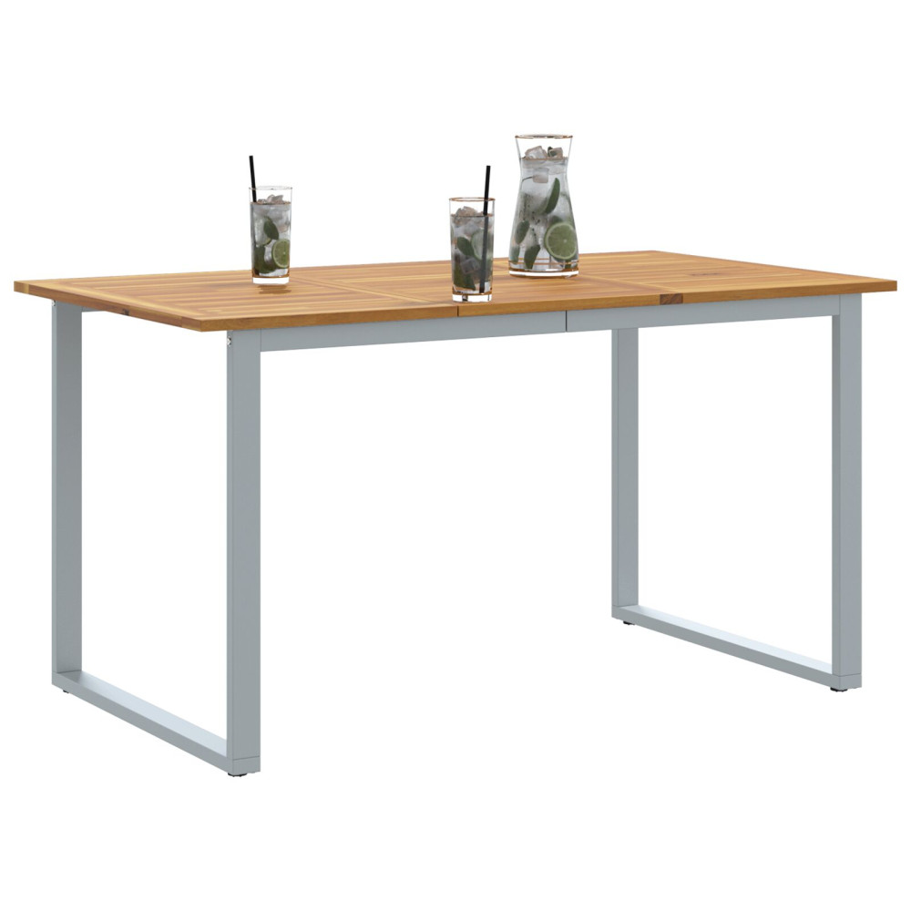 Produktbild för Trädgårdsbord Grå 140 x 80 x 75 cm Massivt Akaciaträ