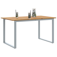 Produktbild för Trädgårdsbord Grå 140 x 80 x 75 cm Massivt Akaciaträ