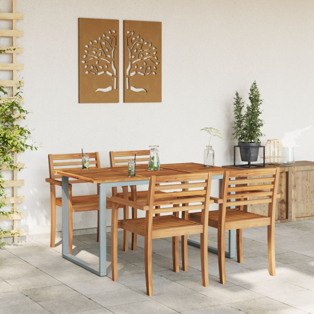 Produktbild för Trädgårdsbord Grå 140 x 80 x 75 cm Massivt Akaciaträ