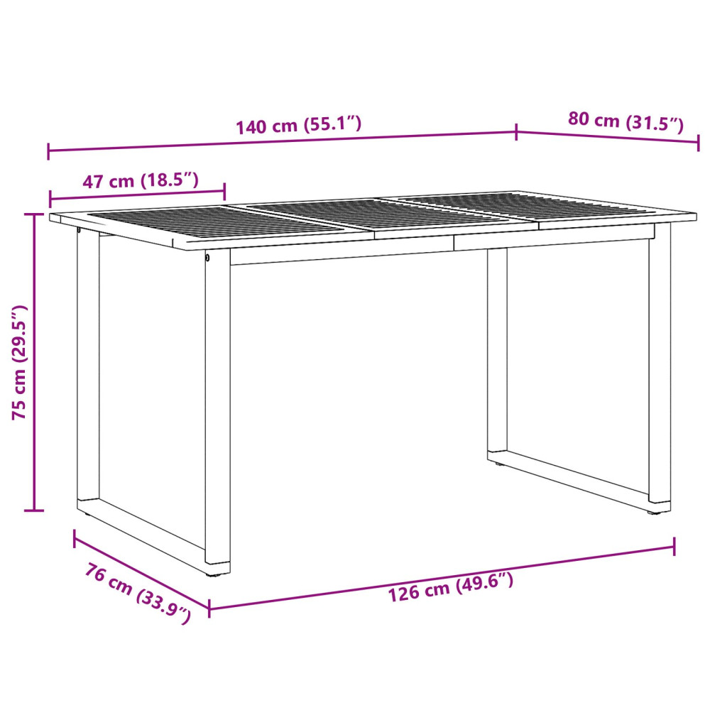 Produktbild för Trädgårdsbord Grå 140 x 80 x 75 cm Massivt Akaciaträ