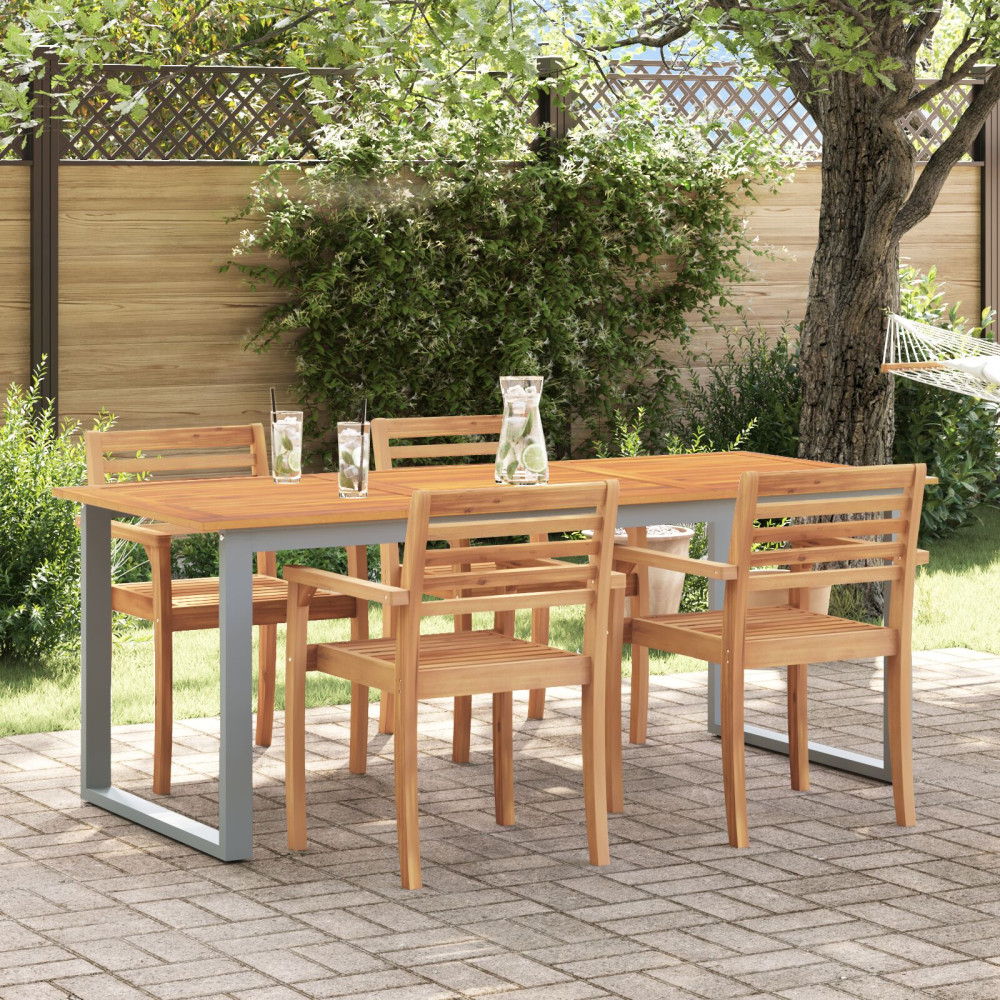 Produktbild för Trädgårdsbord Grå 160 x 80 x 75 cm Massivt Akaciaträ