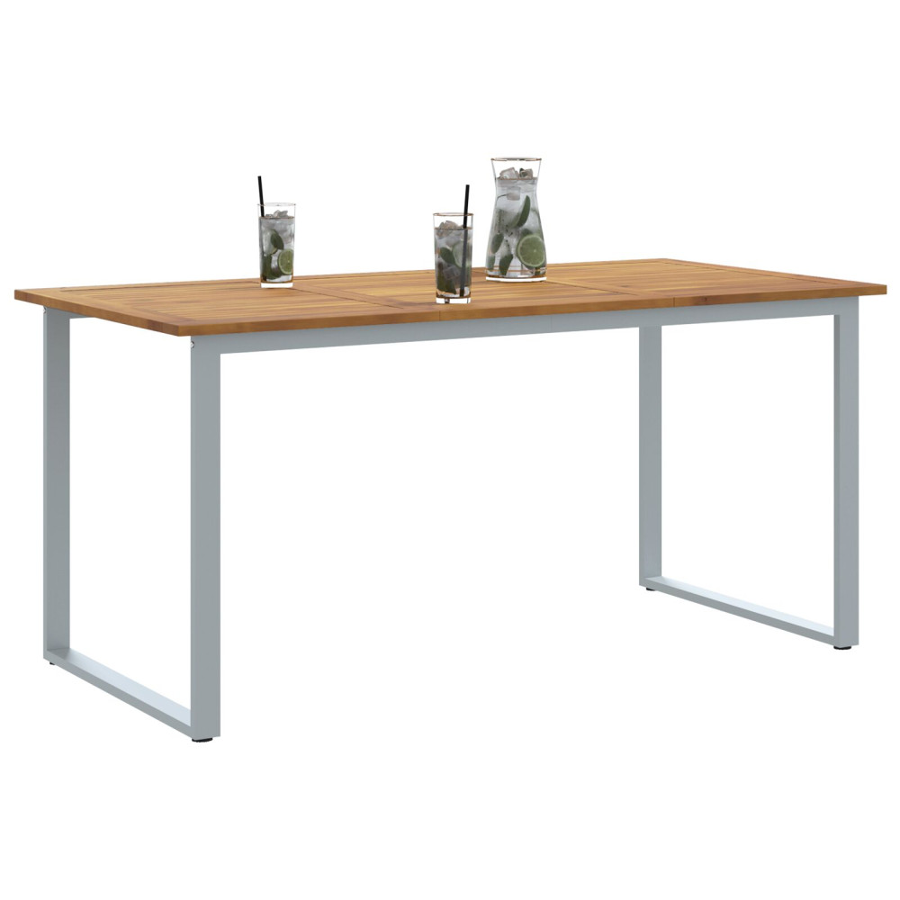 Produktbild för Trädgårdsbord Grå 160 x 80 x 75 cm Massivt Akaciaträ